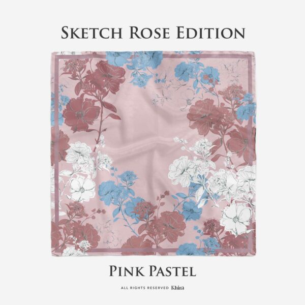 Sketch Rose Pink Pastel Scarf